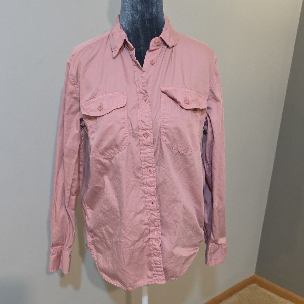 J. Crew Utility Button Down Shirt Blush Pink Chest Pockets Women's S‎ Casual